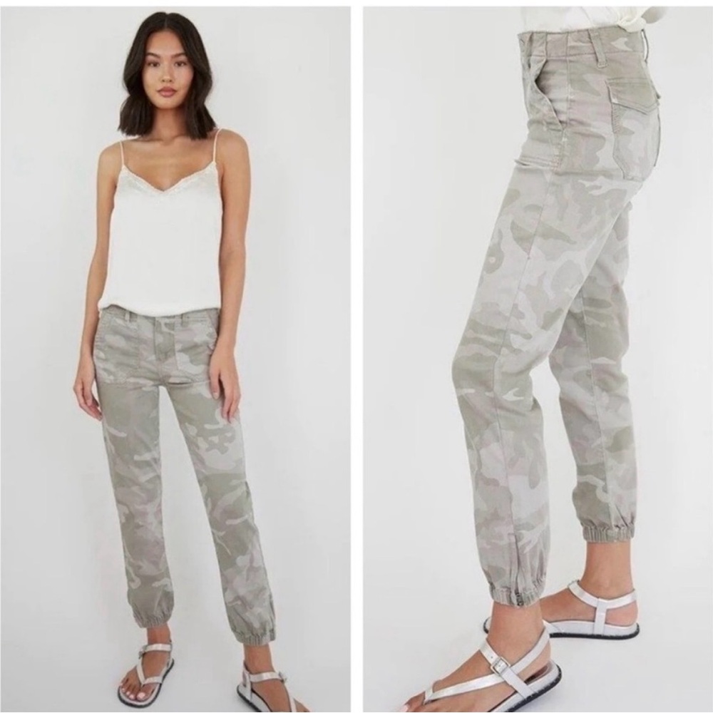 PAIGE Camo Jean Joggers Size 26 Utility Ankle Zip Pants Neutral Camouflage